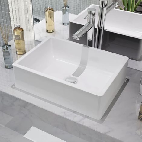 Basin Ceramic White 41x30x12 cm vidaXL (1/5)