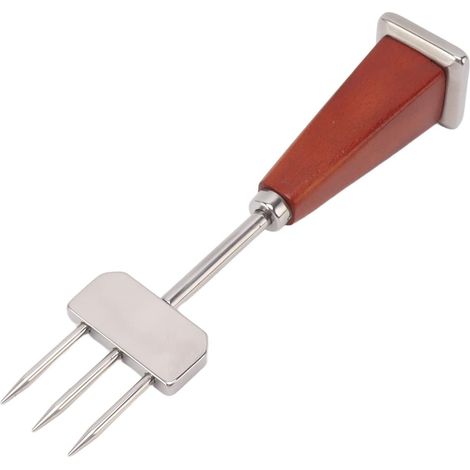 Rompighiaccio a tre punte, manico in legno in acciaio inossidabile 304 con 3 punte, strumento rompighiaccio per bar, casa, ristorante, picnic, campeggio (tipo B)