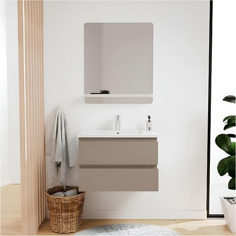 SORRENTO Einzelwaschtisch-Unterschrank 60 cm + Armatur + Spiegel