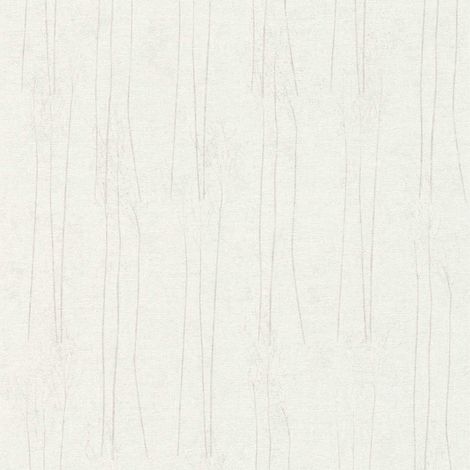 Papier peint floral blanc gris Tapisserie à motifs d'herbes en fleurs Papier peint nature style scandinave idéal pour cuisine (1/4)