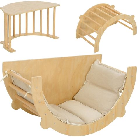 Arco de escalada balancín con cojín de 9 cm de madera de pino 90 x 52 x 50 cm HOMVRA (1/5)