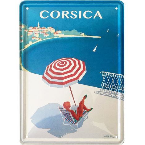 Petite plaque métallique Parasol Corse 21 x 15 cm