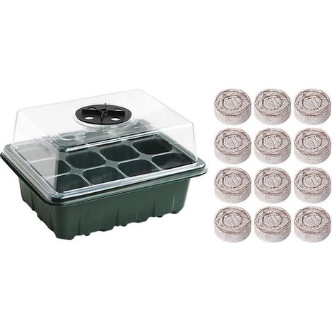 Maceta para semilleros, Kit para semilleros, Maceta para semilleros, Reutilizable, Kit para semilleros de invernadero, Negro, 12 compartimentos (1/5)