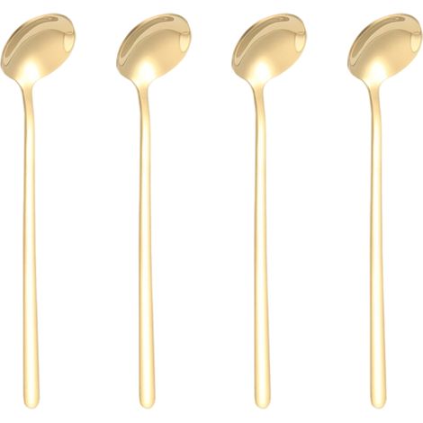 Ensemble de 4 cuillères à expresso, mini-cuillères à café courtes en acier inoxydable de 13,2 cm (5,2 po), dorées (1/5)