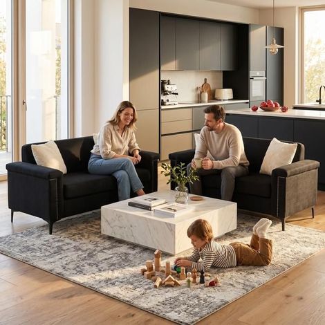 Canapé design gain de place revêtement en tissu confortable pieds métal stables style moderne format compact (1/5)