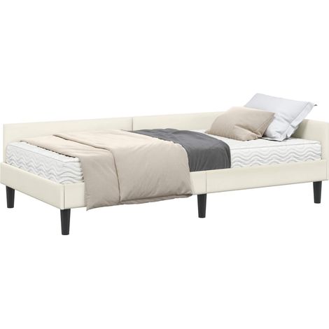 Corner Bed Frame with Mattress Other Manual 2 pcs Cream Velvet vidaXL (1/5)