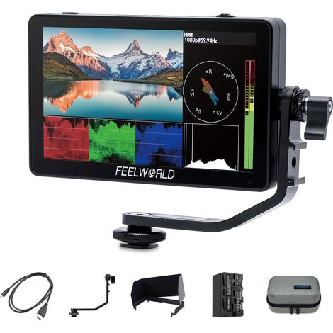 Moniteur Champ de Caméra 6 Pouces Écran Tactile HDR LUT 3D, Sac de Rangement pour Appareil Photo IPS 1920x1080 4K HDMI 5 V Type-c Input