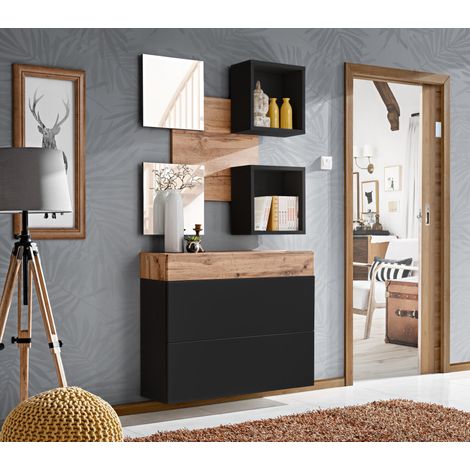 Ensemble mural "Easy V" - Noir/Beige - L 100 x H 170 x P 30 cm - Livraison gratuite