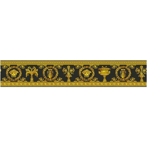 Exclusive luxury wallpaper wall Profhome 343051 border slightly textured with ornaments matt gold yellow black 0.45 m2 (4.84 ft2) (1/4)