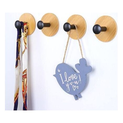 BUNTHAUS Lot de 4 crochets en bois pour accrocher des murs étanches (1/5)