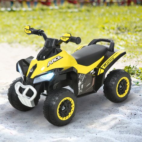 Quad per bambini, fuoristrada, con luci, suoni e sella larga, dai 18 mesi in su, 67,5x38x44 cm, giallo e nero. (1/5)