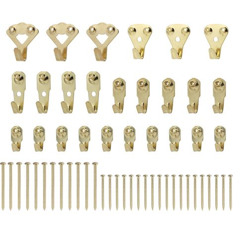 25 Metall-Bilderrahmenhaken mit Nägeln, Fotohaken zum Aufhängen von Fotos, verschiedene Größen für Lasten von 4,5 bis 45 kg (1/5)