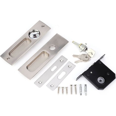 Schiebetürschloss für Schrank/Badezimmer – Korrosionsbeständiges Zink – Komplettset mit 3 Schlüsseln für 3,5–4,5 cm starke Türen (1/5)