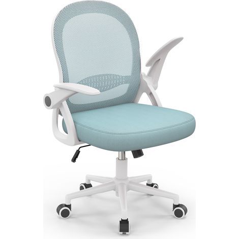 Lot de 2 Chaise de bureau ergonomique avec soutien lombaire – Réglable en hauteur (10 cm) – pivotantes à 360° - Avec roulettes multidirectionnelles – Charge 136 kg – Bleu