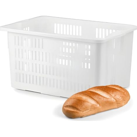 Cesta Porta Pane Grande 65 Litri - Contenitore in plastica resistente bianca ideale per conservare il Pane Fresco - Misura 63x44x34 cm (1/5)