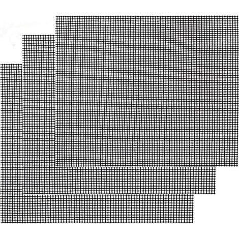 Grille Barbecue Tapis de Cuisson Antiadhésif 3 Pièces - Feuille de Cuisson Réutilisable Résistante à la Chaleur de Gril, pour Le Barbecue D'intérieur et Extérieur (Noir, 42 x 36cm)- (1/4)