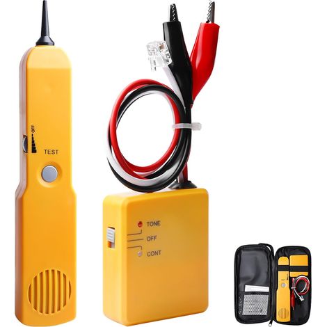 Kabeltester – 2 Stück – ABS – Leitungssuchgerät und Kabelbruchdetektor – für RJ11-Netzwerk- und Telefonanschlüsse – Gelb (1/5)