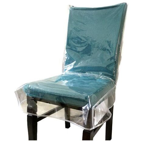 Housse de chaise de salle à manger en plastique avec dossier, housse imperméable en PVC transparent, convient à 57,5 x 50 cm (1 paquet) (1/5)