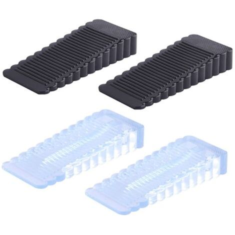 4 Pcs Butée de Porte en Caoutchouc, Cale de Porte Réglable en Hauteur, Cale D'Arrêt Antidérapante, Cale D'Arrêt de Porte Moyenne Sans Odeur (2 Noires et 2 Transparentes) (1/5)