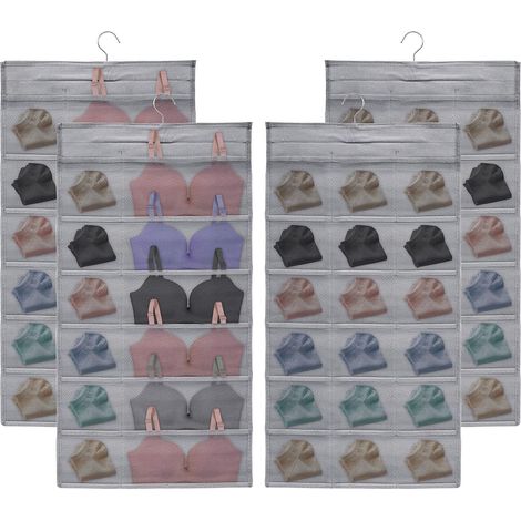 Filiyano-Lot de 2 organisateurs de placard suspendus pour sous-vêtements, chaussettes, soutiens-gorge, 30 compartiments, rangement double face (1/5)