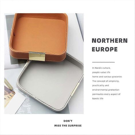 Porte-objet bureau en cuir pour montre, clés, téléphone et portefeuille, boîte de rangement multifonction, organiseur de table élégant (1/5)