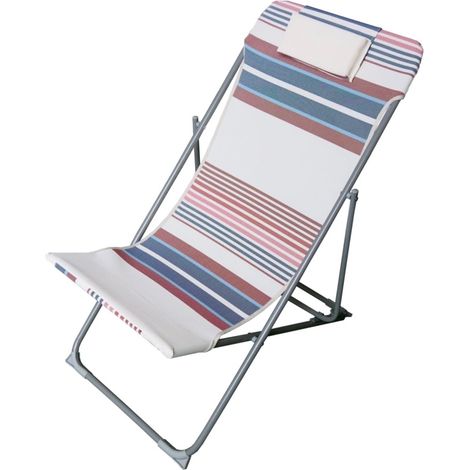 spiaggina pieghevole eurogarden in textilene con cuscino fantasia a righe 83x52x42/90 cm (1/4)