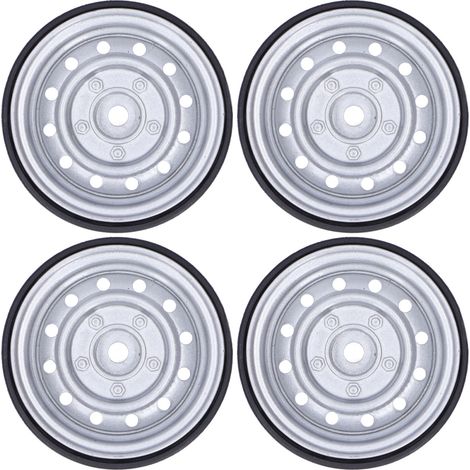 Lot de 4 moyeux de roue Beadlock 12 trous en métal pour crawler RC TRX4/SCX10 (argenté) (1/5)