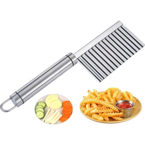 Kartoffelschneidemesser, Edelstahl Pommes Frites Wellenförmiger Karottenschneider Kartoffelchipsschneider