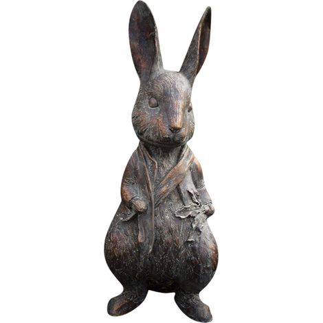 Statue Lapin Résine Décoration Extérieure Jardin Cour Arrière Ornements de Noël et de Pâques Lot de 1 (1/4)