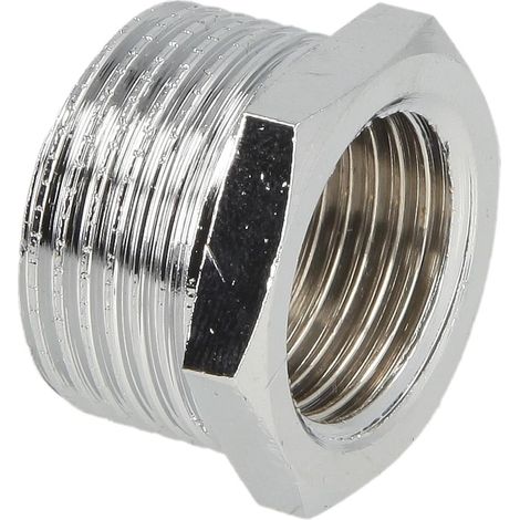 Réduction FF/FM 3/8'' x 1/2'' avec hexagonal laiton chromé