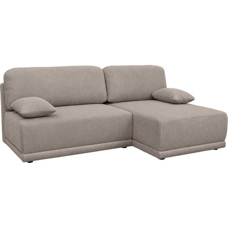 sweeek - 3-Sitzer Ecksofa mit Schlaffunktion, Cordbezug und Stauraum, Ecke rechts, Cord, Taupe (1/5)