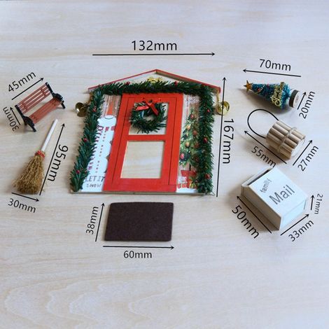 DIY-Weihnachtsdekoration für Puppenhaustüren mit Ornamenten (Set, Zubehör wie abgebildet) Rot A (1/5)
