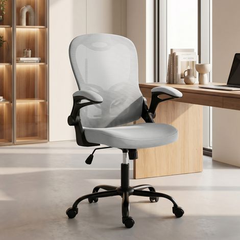Chaise bureau ergonomique maille accoudoirs relevables, hauteur réglable, fonction bascule gris. Respirabilité et confort pour un travail sain et productif au quotidien. (1/5)