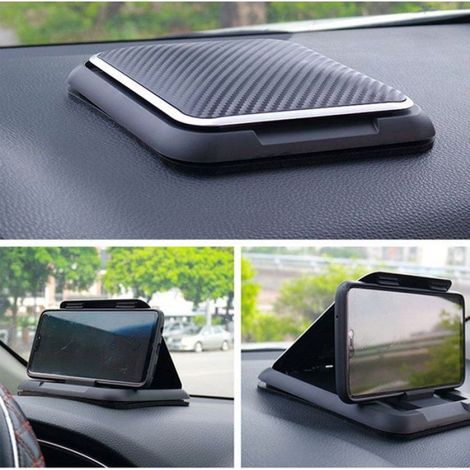 Support Téléphone Voiture - ABS + Base Silicone - Fixation Tableau De Bord Accoudoir Table - Compatible 3,5 à 7 Pouces - 1 Pièce (1/5)