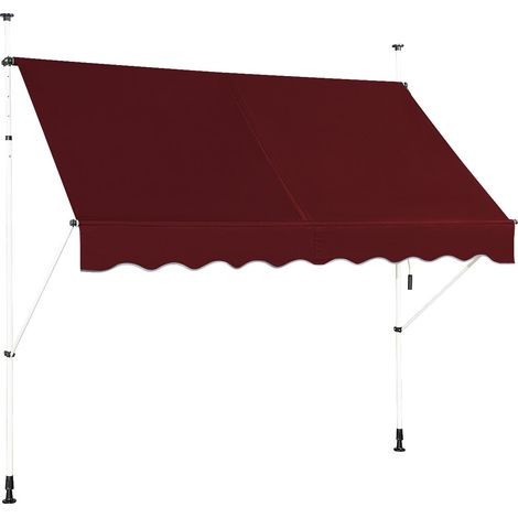 Auvent rétractable 200 x 300 cm hauteur réglable avec manivelle design moderne pour protection solaire en aluminium rouge
