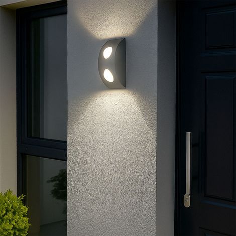 Lampada da parete Lampada da esterno Lampada da parete per casa Zona d'ingresso, IP44 2 fiamme, argento, LED 4,76W 420Lm bianco caldo, LxH 7x19cm (1/5)