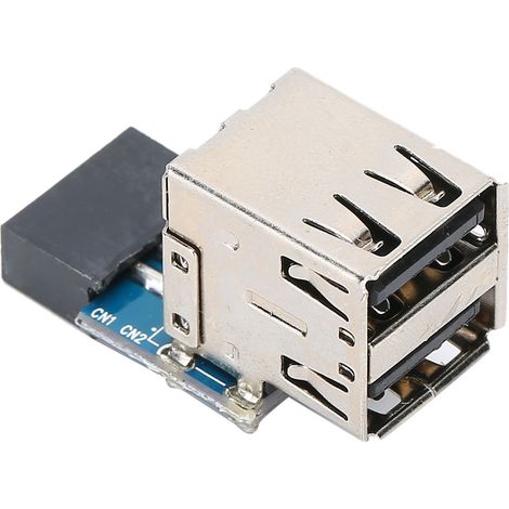 Adaptateur d'extension USB 2.0 à 9 broches vers 2 ports pour accessoires informatiques (1/5)