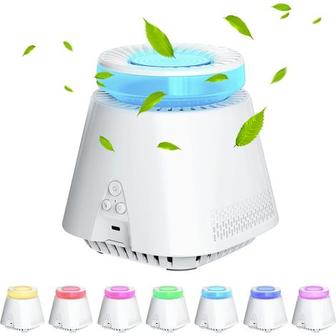Purificateur d'Air Pour La Maison, Filtres H13 True HEPA, Filtre à Air Portable Avec Veilleuse à 7 Couleurs, Filtre à Air Usb De Bureau Éliminant 99,97% De Pollen De Fumée De Poussière (1/5)