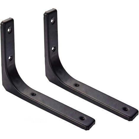 Equerre Etagere Murale, 2PCS Equerre Metal 300mm x 250mm Equerre Charge Lourde Support Etagere Murale Pour Deco Murale Cuisine Industrielle radiateur Montage Mural (le noir)