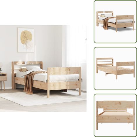 vidaXL Massivholzbett ohne Matratze 75x190 cm Kiefernholz (1/5)