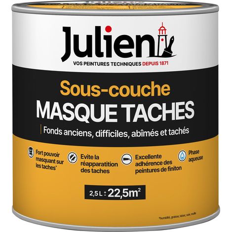Sous-Couche Masque Taches - Pour fonds anciens, difficiles, abîmés, tachés - Mat Blanc 2,5L - Julien