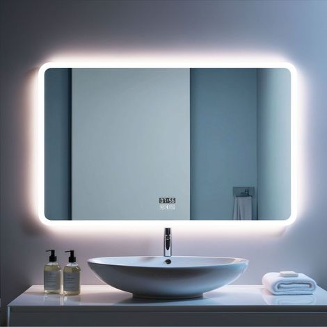 SANILAND Miroir LED Dimmable pour Salle de Bain avec Haut-Parleurs Bluetooth et Fonction Anti-Buée, Dimensions 80x60 (1/4)