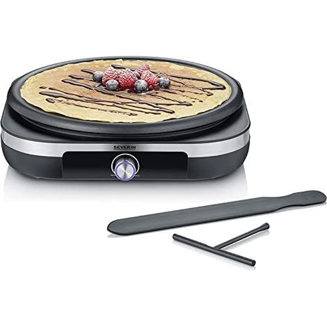 Plancha de 1500 W — 38 cm — Termostato ajustable — Luz de dos colores — Placa removible antiadherente — Espátula + Repartidor (1/5)