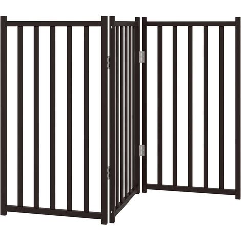 Barrière de sécurité pour chien animaux de compagnie pliable 3 panneaux 150 cm bois sapin massif noir