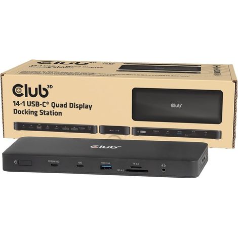 Estación de acoplamiento de accesorios de red Club3D 14 en 1 USB-C 150 W CSV-2540 (1/5)