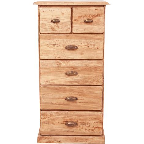 Cassettiera Country in legno massello di tiglio finitura naturale 63x41x120 cm (1/5)
