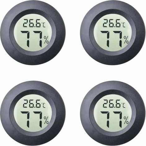 Lot de 4 mini hygromètres-thermomètres ronds Celsius ou Fahrenheit (1/4)