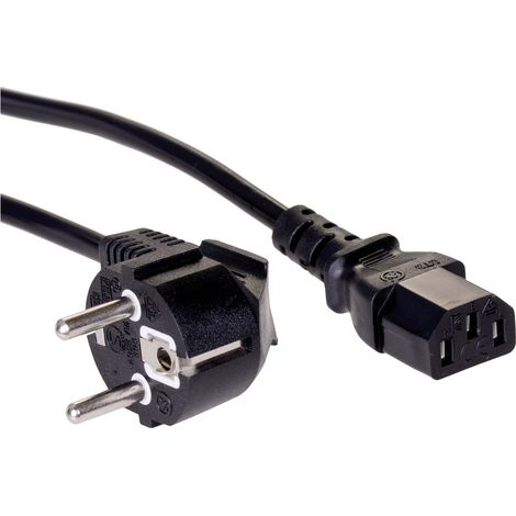 Akyga Strom Anschlusskabel [1x Kaltgeräte-Buchse C13 - 1x Schutzkontakt-Stecker] 3.00 m Schwarz