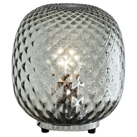 Lampe de Table Oban Chrome avec Verre Soufflé à la Bouche Effet Ballon Pétrole - E27 75W 220-240V - Groupe Rossini (1/5)