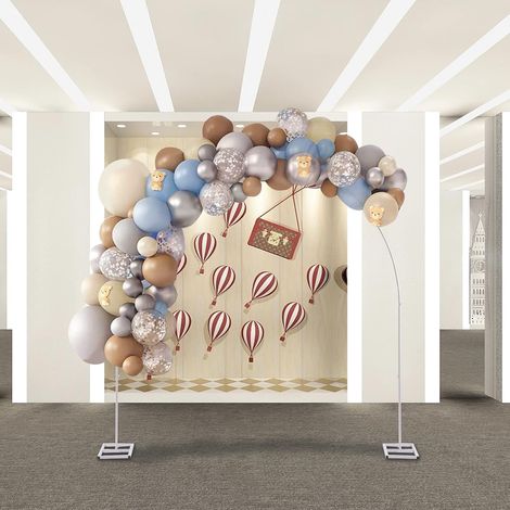 Arche de Mariage en Métal, Blanc Cadre Arqué 2,3 x 2,3 m, Support de Fond de Fleurs et Ballons, Peinture Cuite, Charge 4–5 kg, Décoration pour Mariages, Fêtes, Anniversaire (1/5)